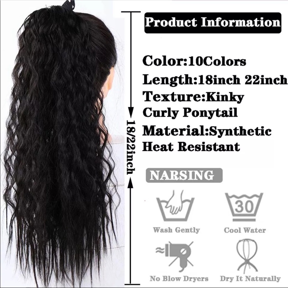 New 22” Wavy Brown Ponytail - Picture 3 of 6